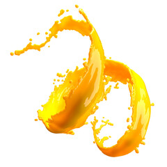 Wall Mural - orange juice splash isolated on white background