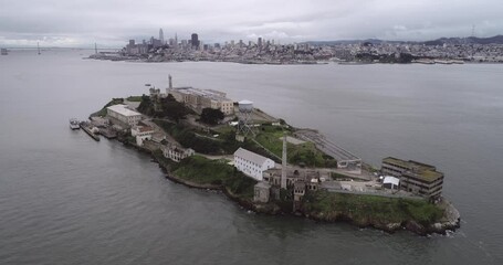 Wall Mural - aerial view of alcatraz island in the san francisco bay. usa. the most famous alcatraz prison, jail.