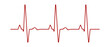Heart rate graph. Heart beat line. Ekg icon wave. Red color. Sound wave line. Medical design.