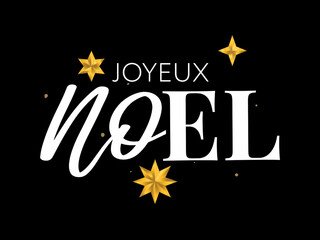 Canvas Print - Merry Christmas in French language. Joyeux Noel modern brush vector calligraphy. Hand drawn calligraphic phrase isolated on white background. Typography for greeting card, postcards, poster, banner.