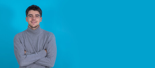 Canvas Print - young man isolated on background smiling