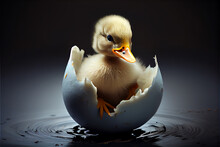 Cute Yellow Duck Coming Out The Egg
