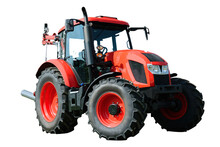 Modern Red Agricultural Tractor Isolated On A Transparent Background