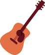 Acoustic guitar semi flat color raster object. Full sized item on white. Musical instrument. Playing song on guitar. Simple cartoon style illustration for web graphic design and animation