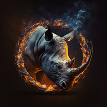 Rhino In Fire