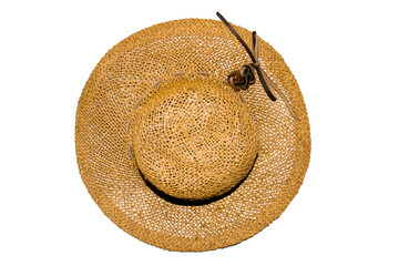 bright summer straw hat isolated on white background