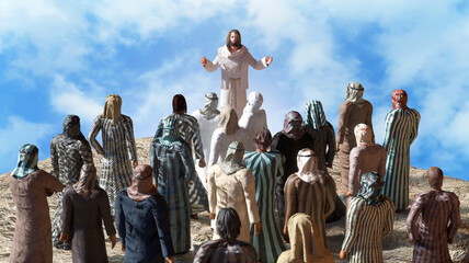 Wall Mural - Jesus Christ and Twelve Apostles in Domus Galilaeae Sermon on the Mount 3D render