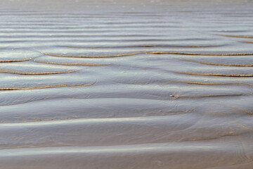 Wall Mural - Abstract seascape background. Sea waves at low tide, relaxation, vacations concept, copy space