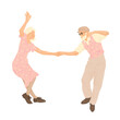 fun playful elderly couple dancing away having fun and enjoying activity together on transparent background