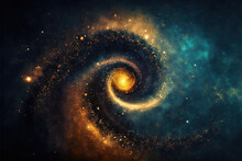 Abstract Space Background With Golden Spiral. Astrology And Astronomy Illustration. Golden Ratio. Generative AI