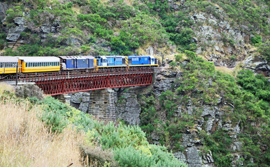 Train on a viaduct - Taieri Gorge - New Zealand