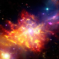 Wall Mural - star nebula in the deep sky at night. beautiful universe and galaxies. generative ai art