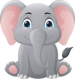 Fototapeta Pokój dzieciecy - Cute baby elephant cartoon sitting