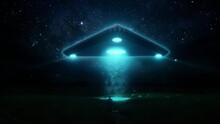 Ufo Alien Triangle In A Starry Night - Loop Scifi Abstract Landscape Animation Background