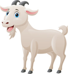 Sticker - Cute goat cartoon on white background