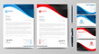 © ahmad - Professional creative letterhead and business card template. Modern a4 Business Letterhead Design. Red and Blue. Corporate business card branding identity. Vector