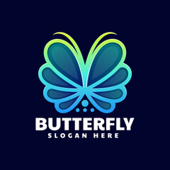 Wall Mural - Vector Logo Illustration Butterfly Gradient Line Art Style.