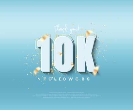 10k followers celebration. with modern luxury figures.