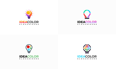 Wall Mural - set of colorful lightbulb logo designs concept, creative icon symbol technology logo, bulb logo desi