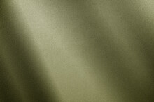 Green Brown Silk Satin. Gradient. Olive Color. Luxury Abstract Background For Design. Light Dark Shade. Matte, Shimmer. Curtain. Drapery. Clouse-up.