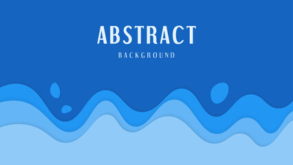 Wall Mural - Abstract Dynamic Blue Waves Papercut Style Background