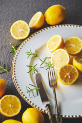 Sticker - Lemon and rosemary on a plate