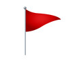 isolated triangular gradient red flag icon with silver pole on transparent background
