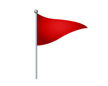 Isolated Triangular Gradient Red Flag Icon With Silver Pole On Transparent Background