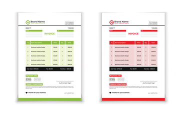 INVOICE template design in minimal style