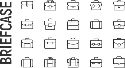 Poster - Vector set of briefcase thin line icons.