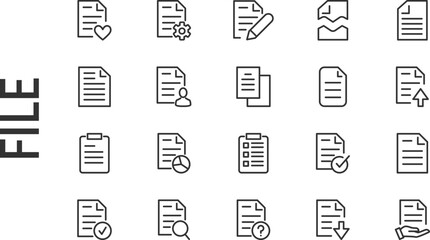 Poster - Vector set of file thin line icons.