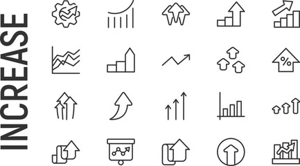 Poster - Vector set of increase thin line icons.