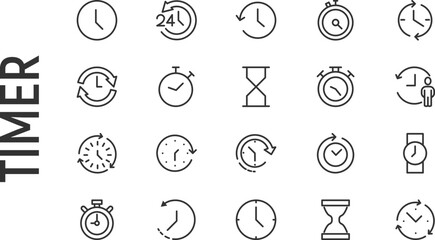 Sticker - Vector set of timer thin line icons.