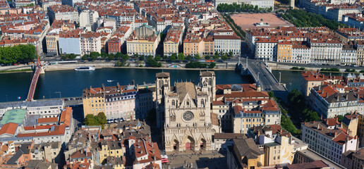 Sticker - Aerial iew of Saint-Jean cathedral in Lyon