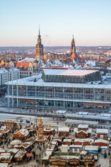 Wall Mural - Winter panorama of Dresden from the tower of the Holy Cross Church