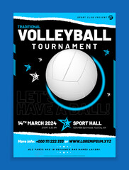 Wall Mural - Modern volleyball poster template with sample text in separate layer