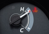 Fototapeta Sport - Needle pointer at the high temp point of the temperature gauge in the vehicle radiator and the symbol has the red light is on
