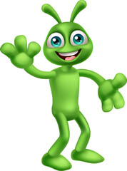 Wall Mural - An alien cute little green man Martian cartoon mascot