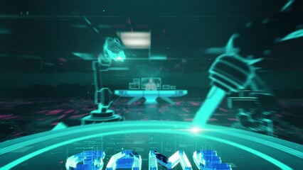 Wall Mural - Newscrypto with digital technology hitech concept