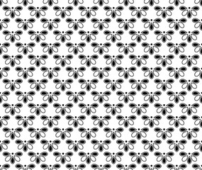 Floral vector ornament. Seamless abstract classic background with flowers. Pattern with black and white floral elements. Ornament for wallpaper and packaging