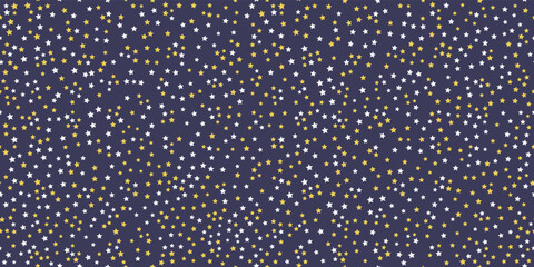Poster - Small yellow and white stars on a blue canvas. Starry seamless pattern for print and interior design, wallpapers, gift wrapping.