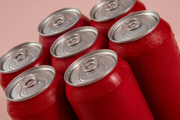 Cold red soda cans for conceptual use