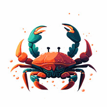 Crab Character Logo Mascot In Vector Cartoon Style Illustration Sea Animal