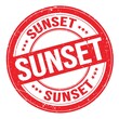 © outchill - SUNSET text written on red round stamp sign