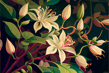 Elegant Honeysuckle Floral Background Ideal For Wallpaper And Decoration