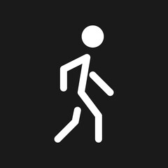 Wall Mural - Human dark mode glyph ui icon. Passer by. Walking person. Citizen. User interface design. White silhouette symbol on black space. Solid pictogram for web, mobile. Vector isolated illustration