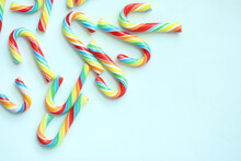 Mini Cherry Candy Canes On White Background 