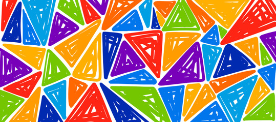 Wall Mural - abstract triangle colorful hand drawn pattern banner background template.