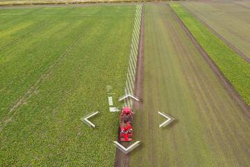 Autocollant - Autonomous harvester on the sugar beet field. Digital transformation in agriculture