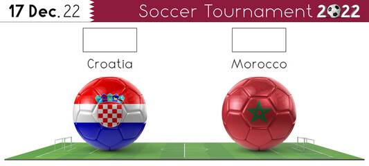 Canvas Print - Croatia and Morocco soccer match - Tournament 2022 - 3D illustration